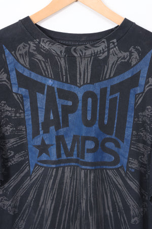 TAPOUT MPS Large Blue Spell Out Logo Y2K Style T-Shirt (XL)