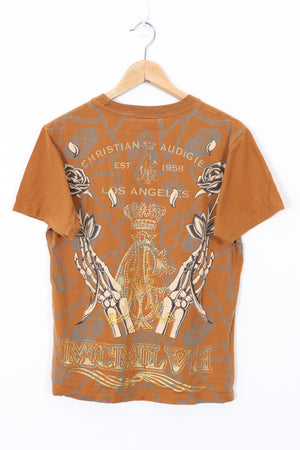 CHRISTIAN AUDIGIER Skull and Roses Y2K Design T-Shirt (M)