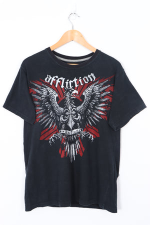 AFFLICTION 'The Truth' Red Eagle Design Y2K Style T-Shirt (L)