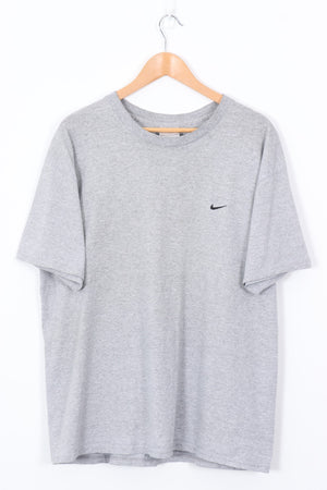 NIKE Embroidered Swoosh Black & Grey Classic Tee (XL)