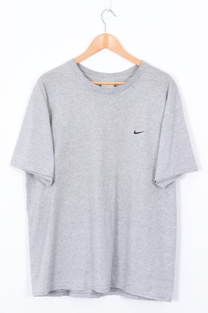 NIKE Embroidered Swoosh Black & Grey Classic Tee (XL)