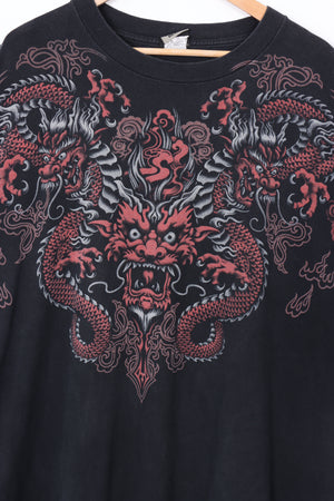 LIQUID BLUE Red Dragon Ying & Yang All Over Print Tee (XXXL)