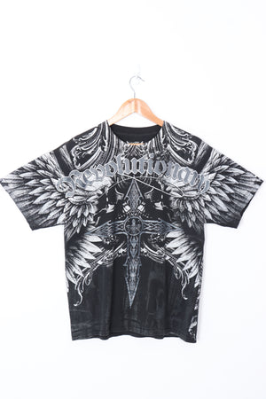 REVOLUTIONARY Cross & Feathers Affliction Style All Over Tee (L)