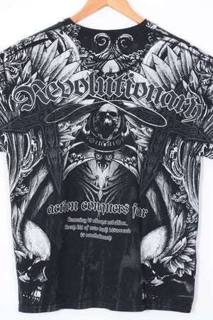 REVOLUTIONARY Cross & Feathers Affliction Style All Over Tee (L)