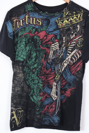 Y2K Apprime Courage Above All Virtus Colourful Skull Tee (M)