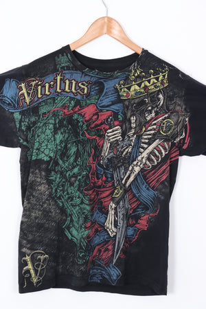 Y2K Apprime Courage Above All Virtus Colourful Skull Tee (M)