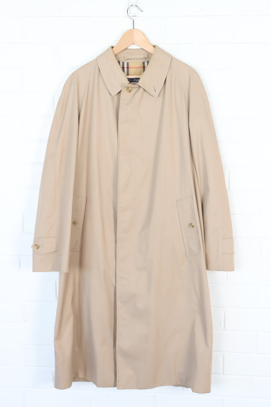 Vintage BURBERRY Long Beige Trench Coat England Made (Men's 42)