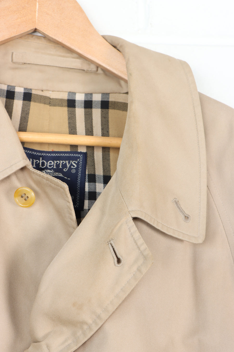 Vintage BURBERRY Short Beige Trench Coat England Made (Men's 56)