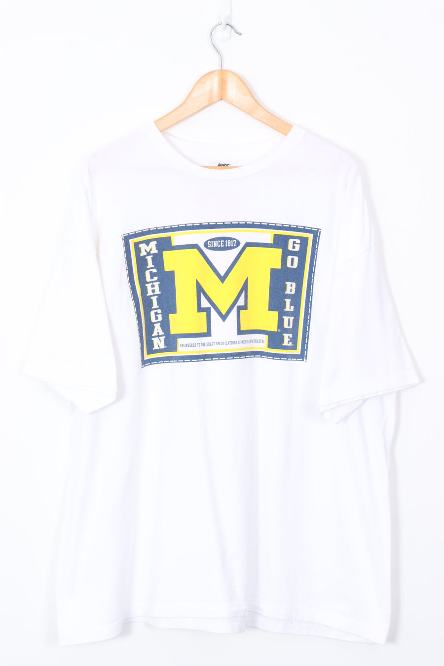 NIKE Michigan 'Go Blues' Yellow & Blue USA Made College Tee (XXL)