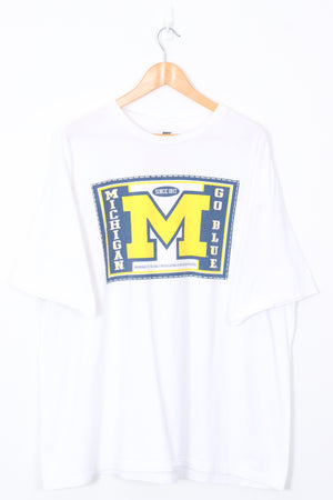 NIKE Michigan 'Go Blues' Yellow & Blue USA Made College Tee (XXL)