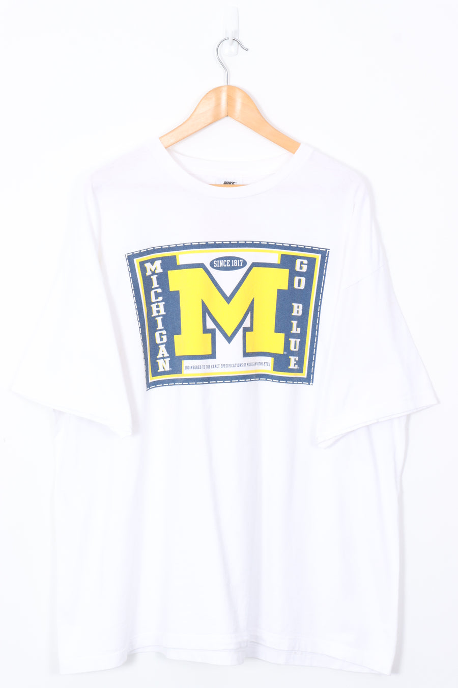 NIKE Michigan 'Go Blues' Yellow & Blue USA Made College Tee (XXL)