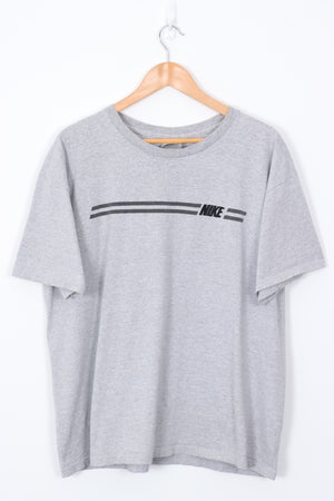 NIKE Grey & Black Embroidered Tee (XL)