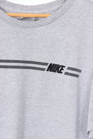 NIKE Grey & Black Embroidered Tee (XL)