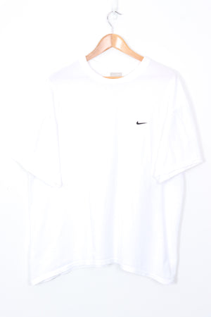 NIKE Embroidered Swoosh Black & White Classic Tee (XL)