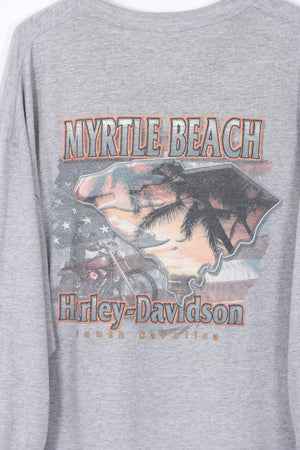 HARLEY DAVIDSON Long Sleeve Myrtle Beach Grey USA Made T-Shirt (XL)