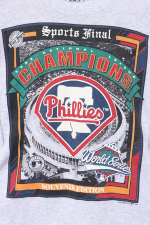 1993 Phillies National League USA Made 50/50 Grey T-Shirt (L)