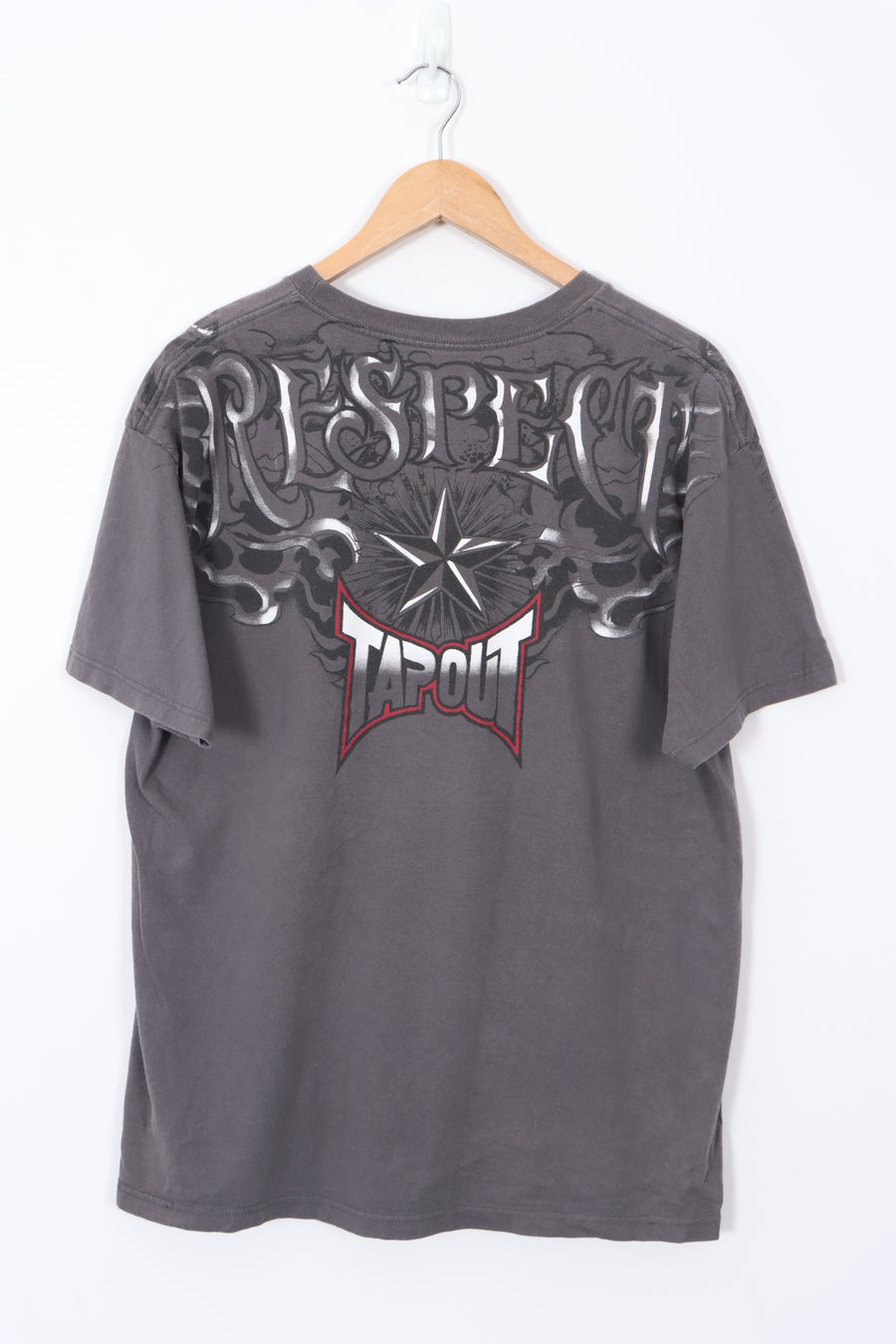 TAPOUT Metallic Spell Out Cross Design  Grey T-Shirt (L)