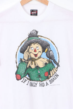 'If Only I Had a Brain' Scarecrow USA Made 50/50 White T-Shirt (M)