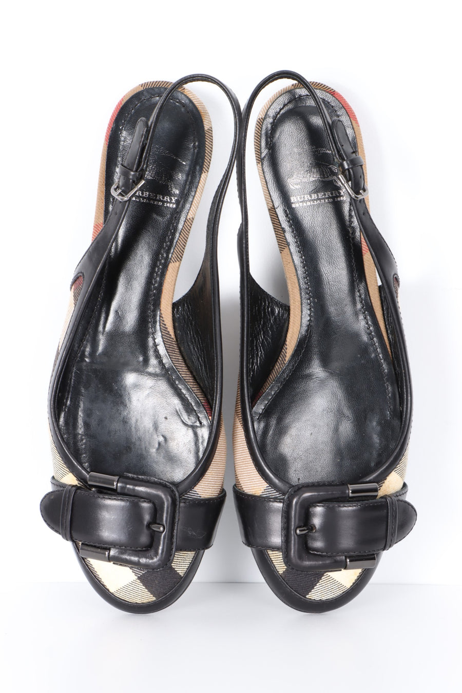 BURBERRY Nova Check Slingback Ballet Flats (39.5)