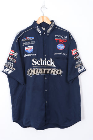 Toyota Racing Embroidered Navy Short Sleeve USA Made Shirt (XL)