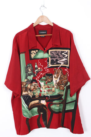 Dogs Poker Night Wrap Around Graphic Print Short Sleeve Shirt (XXXL)