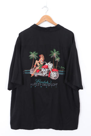 HARLEY DAVIDSON Honolulu Embroidered Short Sleeve Silk Blend Shirt (XXL)