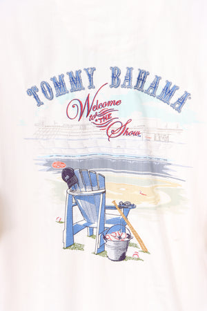 TOMMY BAHAMA 'Welcome to the Show' Baseball Design Short Sleeve Shirt (L)