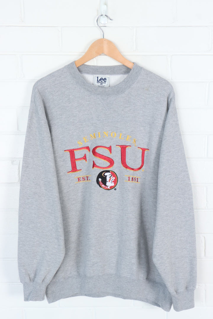 LEE Seminoles FSU Embroidered Grey College Sweatshirt (XL)