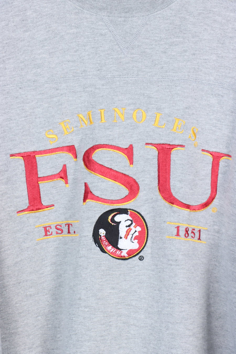 LEE Seminoles FSU Embroidered Grey College Sweatshirt (XL)