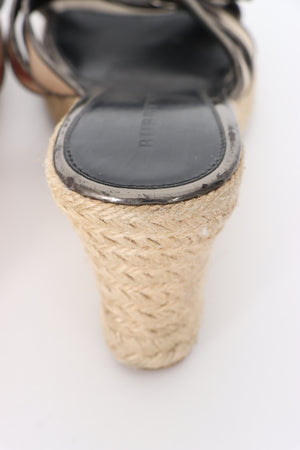 BURBERRY Nova Check Espadrille Wedged Heel Sandals (40)