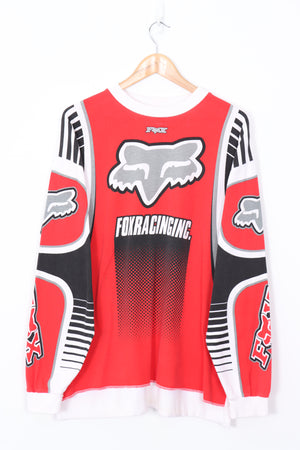 FOX RACING Red & Black Motorcycle Long Sleeve Tee (L-XL)