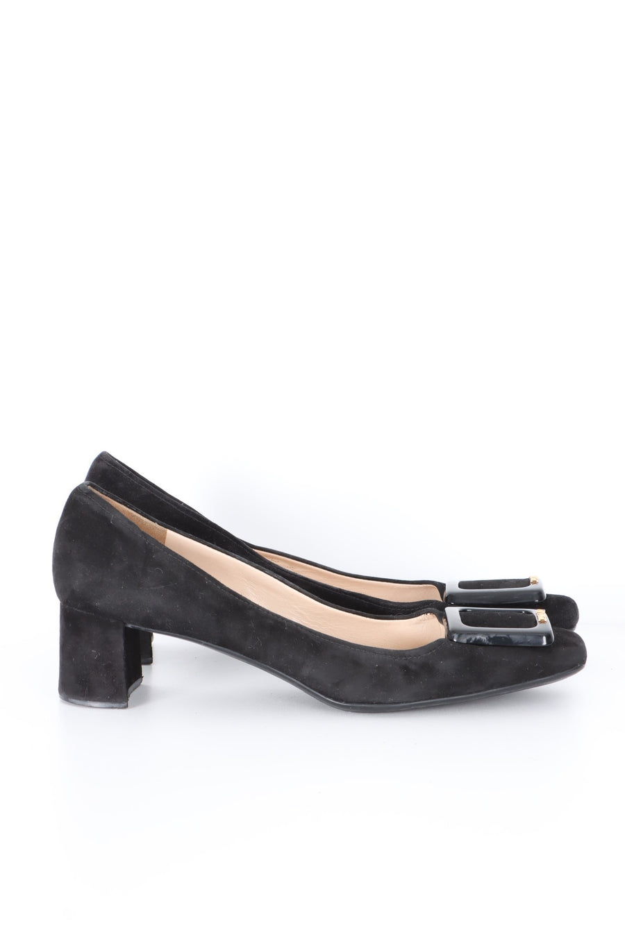 PRADA Black Suede Leather Block Heels (39)