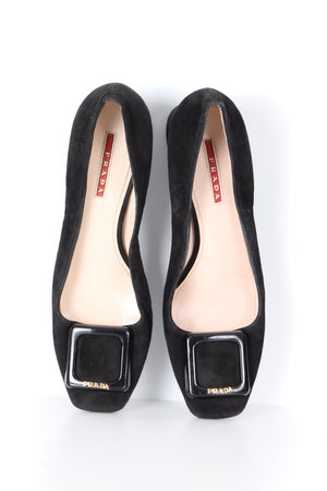 PRADA Black Suede Leather Block Heels (39)