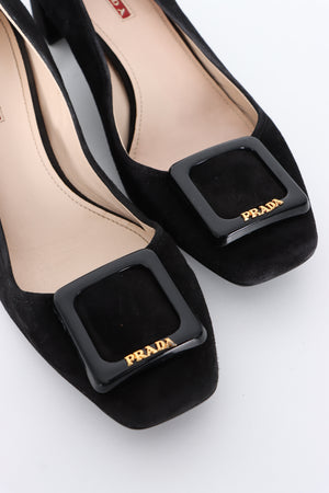 PRADA Black Suede Leather Block Heels (39)