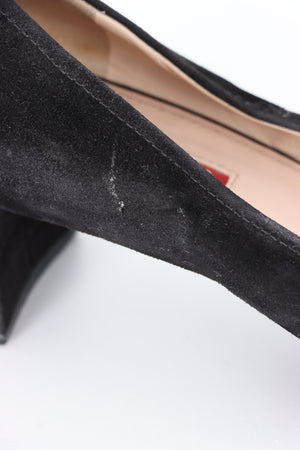 PRADA Black Suede Leather Block Heels (39)