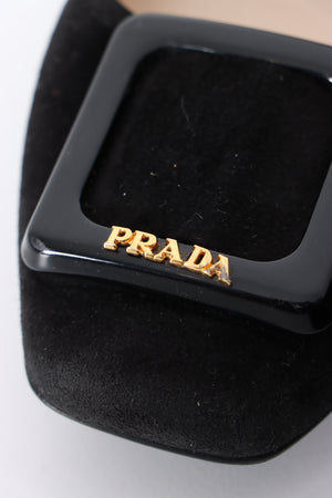 PRADA Black Suede Leather Block Heels (39)