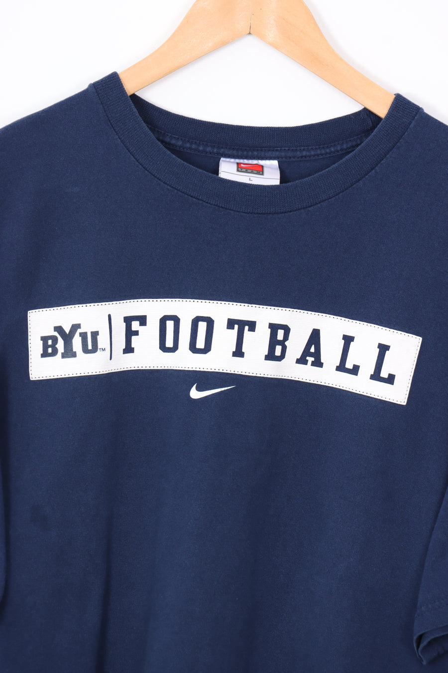 NIKE Centre Swoosh BYU Navy College Tee (L-XL)