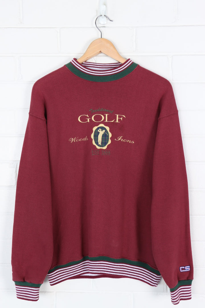 GOLF Burgundy Embroidered Ringer 50/50 Sweatshirt (M)