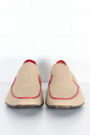 PRADA Beige & Red Leather Loafers Italy Made (12)