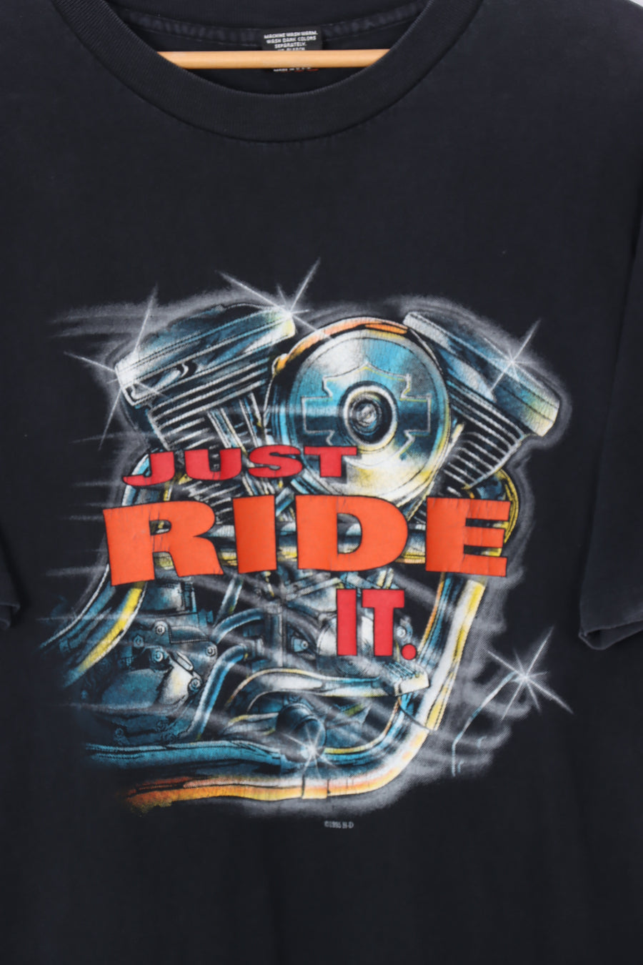 1995 VINTAGE HARLEY DAVIDSON 'Just Ride It' Engine Tee (L)