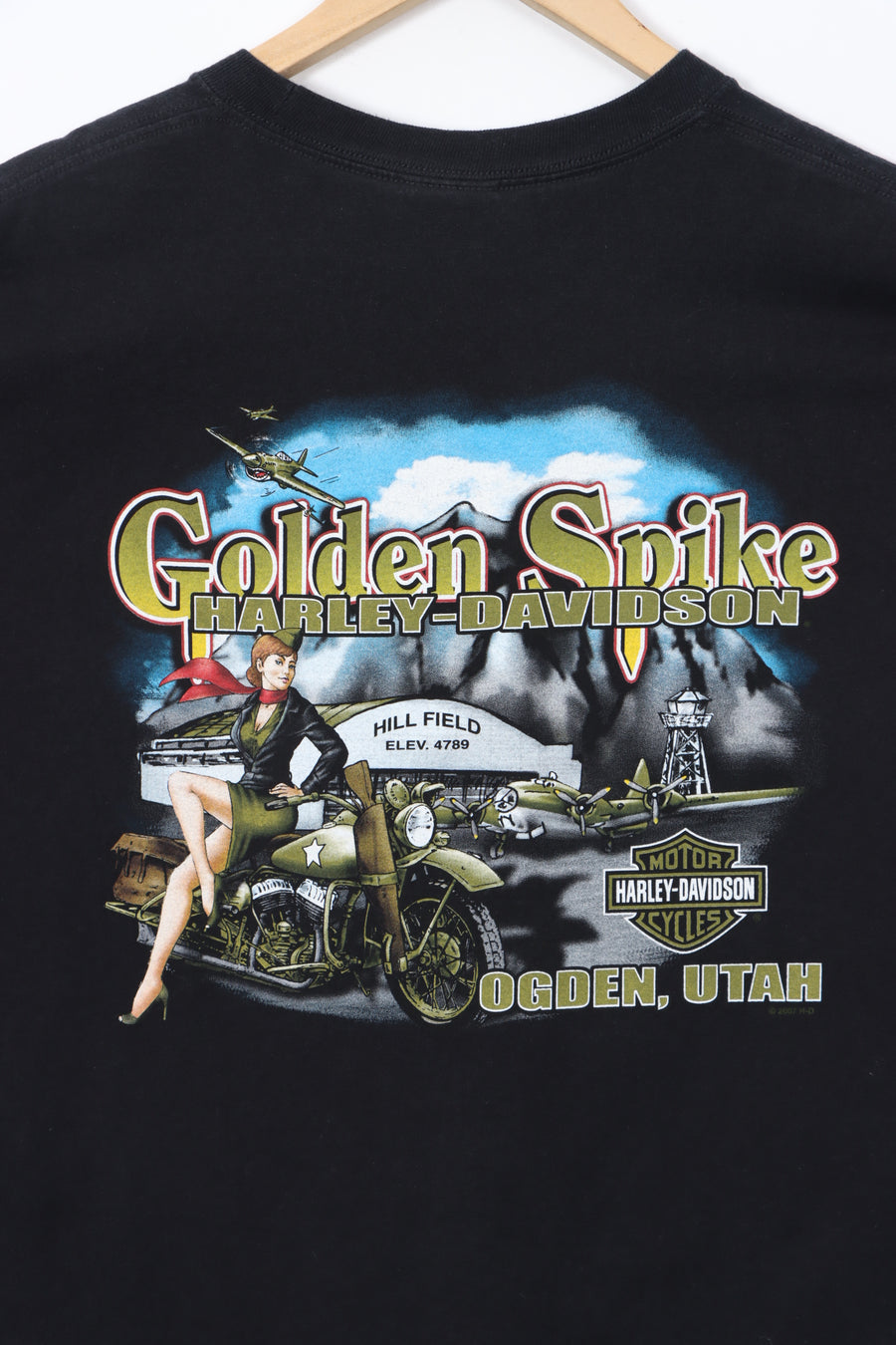 HARLEY DAVIDSON Golden Spike Pin Up Girl Front Back T-Shirt (XL)