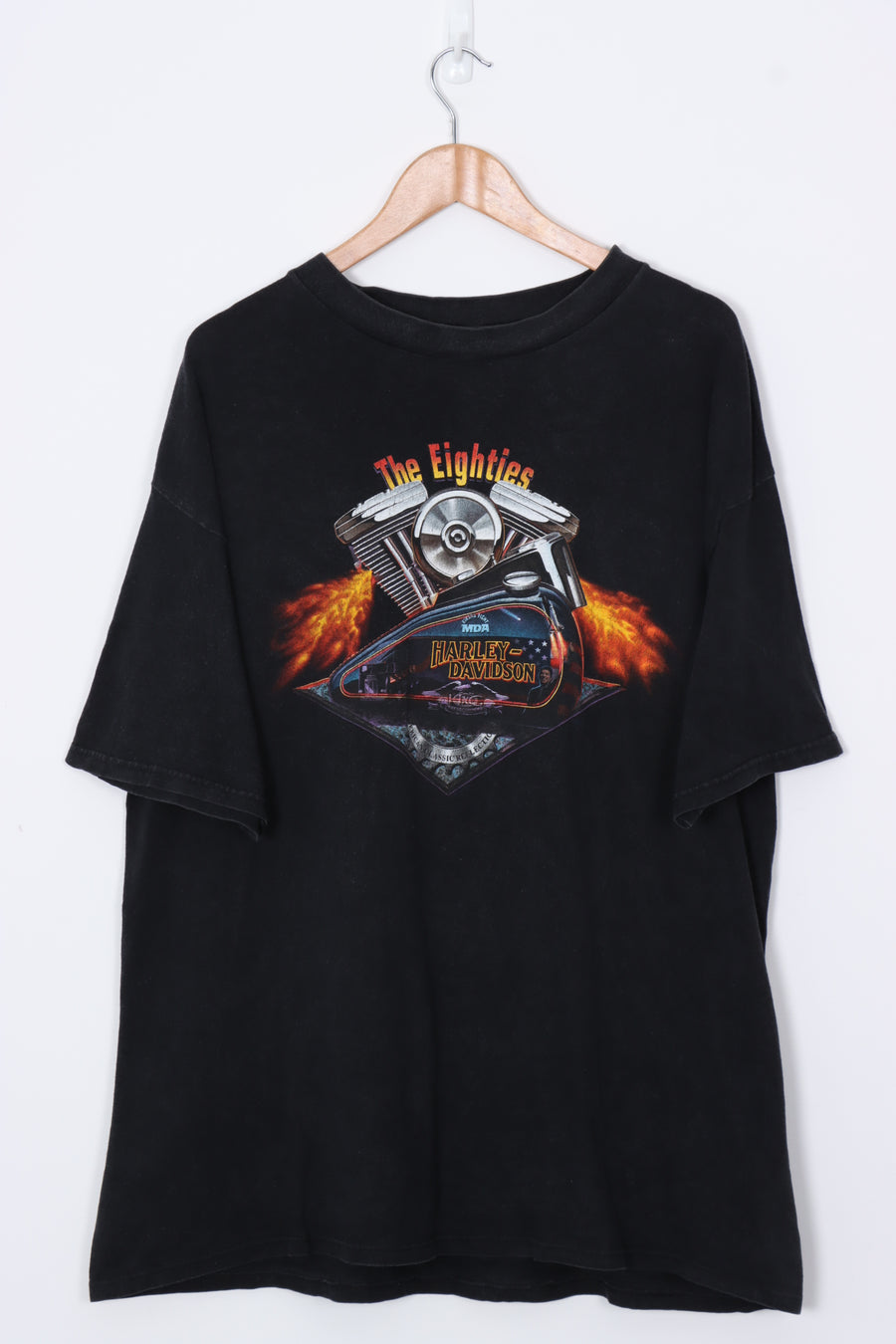 HARLEY DAVIDSON 'The Eighties' Engine & Fire Uke Tee (XXL)