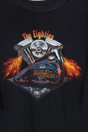 HARLEY DAVIDSON 'The Eighties' Engine & Fire Uke Tee (XXL)