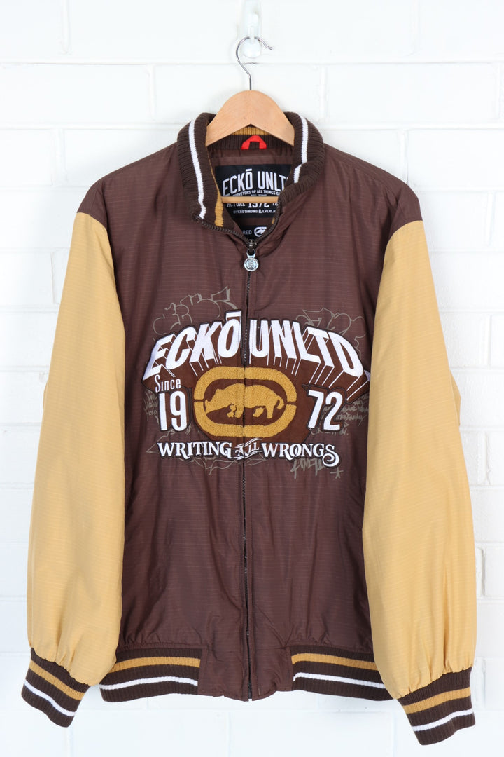 ECKO UNTLD Brown Plush Embroidered Jacket (XL)