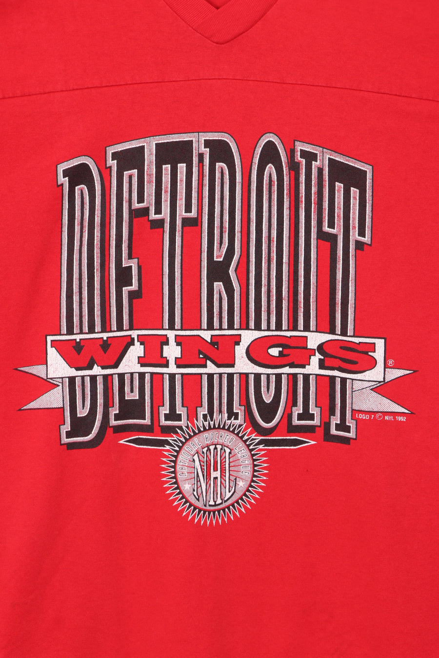 NHL Detroit Red Wings 1992 Big Spell Out Logo LOGO 7 Oversized T-Shirt USA Made (M)