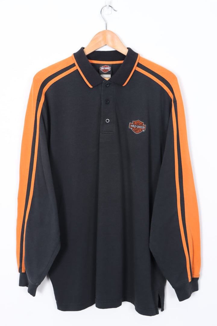 HARLEY DAVIDSON Embroidered Long Sleeve Polo Shirt (XL-XXL)