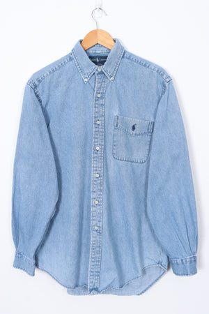 RALPH LAUREN Blue Denim 'Classic Fit' Button Up Shirt (M-L)