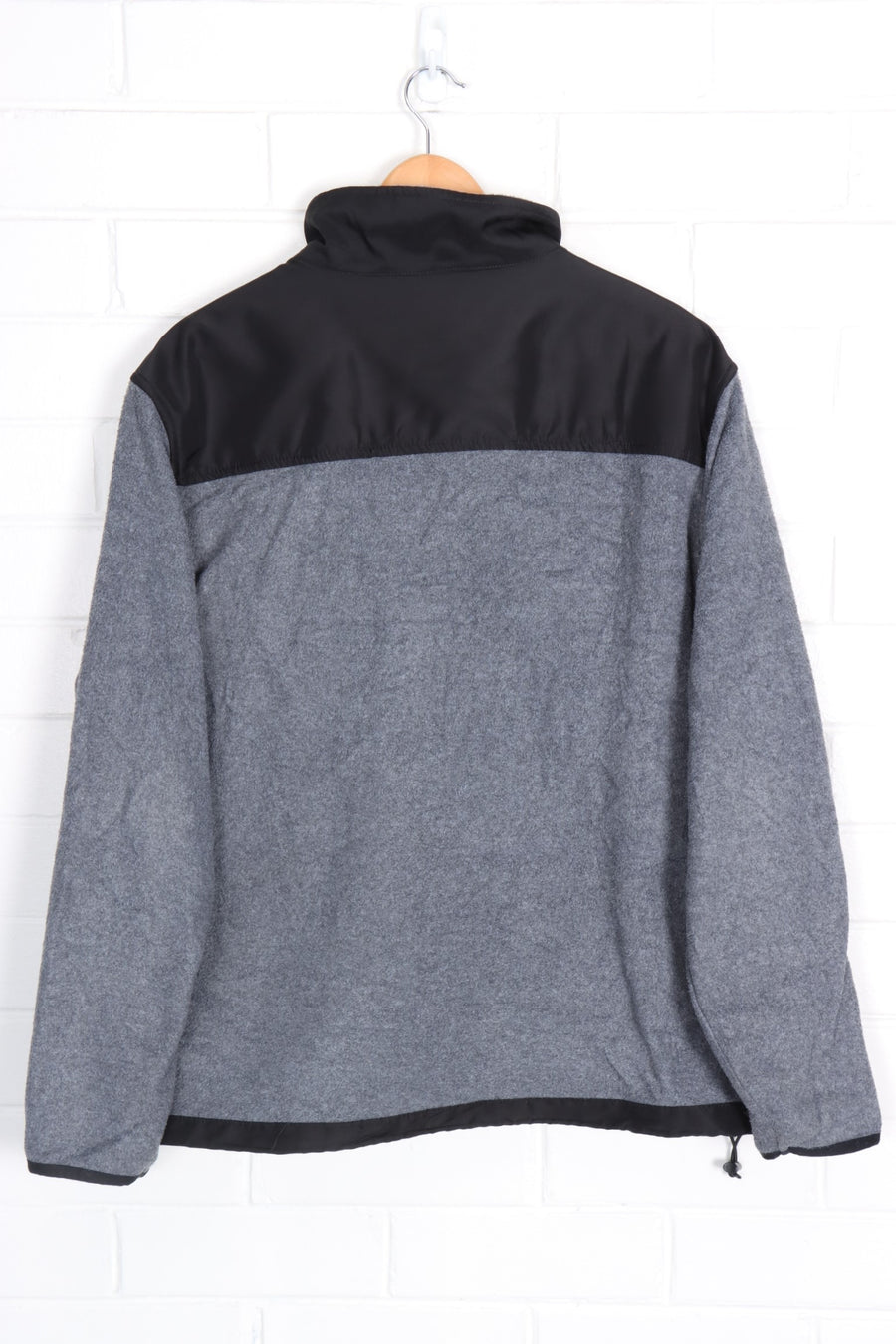 CHAPS Embroidered Grey & Black Panel Fleece Zip Up (XL)