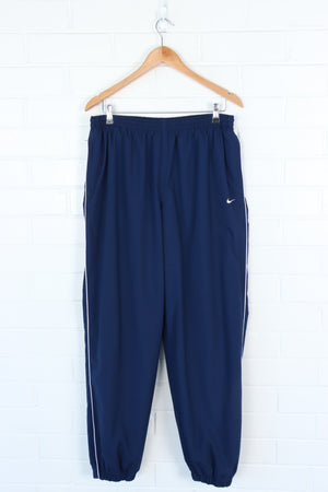 NIKE Embroidered Navy 3-Stripe Drawstrings Track Pants (L)