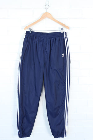 ADIDAS Navy & White Embroidered 3-Stripe Track Pants (XL)